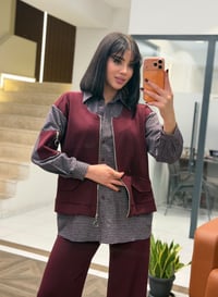 Kol Detaylı Ekoseli Takım K1906 Bordo