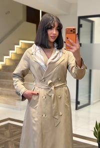 Kruvaze Bağlamalı Denim Ceket & Pantolon Takım K1889 Bej