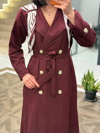 Kruvaze Bağlamalı Denim Ceket & Pantolon Takım K1889 Bordo