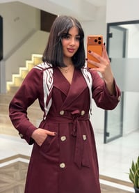 Kruvaze Bağlamalı Denim Ceket & Pantolon Takım K1889 Bordo