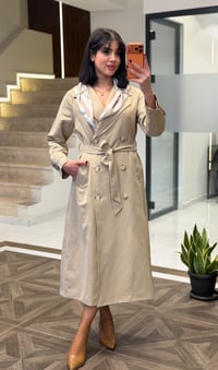 Kruvaze Bağlamalı Denim Ceket & Pantolon Takım K1889 Bej