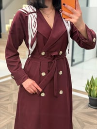 Kruvaze Bağlamalı Denim Ceket & Pantolon Takım K1889 Bordo
