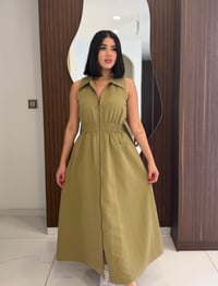 Modern Kesim Beli Büzgülü Elbise K1728 Haki