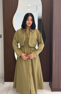 Modern Kesim Beli Büzgülü Elbise K1728 Haki