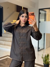 Modern Kesim Denim İkili Kombin K1908 KAHVERENGİ