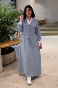 Polo Yaka Fermuarlı Üst ve Etek İkili Takım K1750 MAVİ