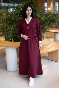 Polo Yaka Fermuarlı Üst ve Etek İkili Takım K1750 BORDO