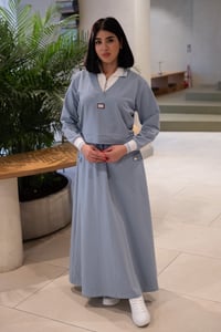 Polo Yaka Fermuarlı Üst ve Etek İkili Takım K1750 MAVİ