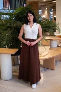 Polo Yaka Fermuarlı Üst ve Etek İkili Takım K1750 KAHVERENGİ