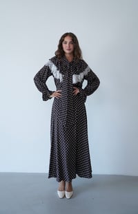 Puantiyeli Fular Yaka Elbise  1848