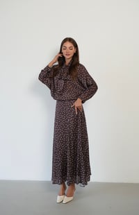 Puantiyeli Fular Yaka Kadın Takım  9072