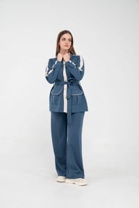 Şerit Detaylı Kuşaklı Geniş Parça Kadın Takım  K1725