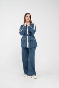 Şerit Detaylı Kuşaklı Geniş Parça Kadın Takım  K1725