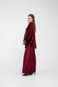 Taş Detaylı Kadife Takım K8048 Bordo
