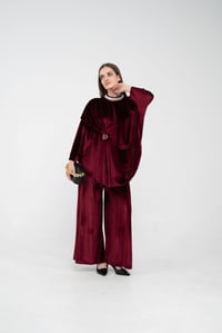 Taş Detaylı Kadife Takım K8048 Bordo