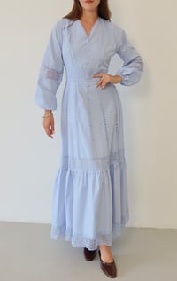 V Yaka Dantel Detaylı Uzun Elbise  1828