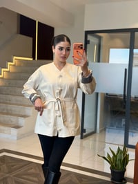 V Yaka Düğüm Detaylı Cepli Kadın Ceket K1872