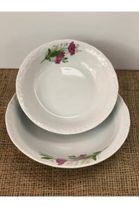 6 Lı Lal  Çukur Yemek Tabak 19 cm