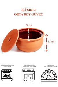 İçi Sırlı Güveç Tencere Orta