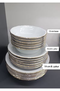 Porselen Altın Yaldız 18 Parça 6 Kişilik Yemek Takımı (SERVİS TABAĞI YOKTUR)