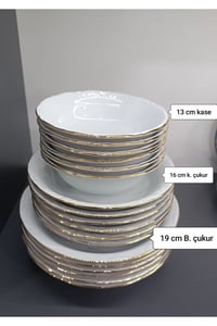 Porselen Altın Yaldız 18 Parça 6 Kişilik Yemek Takımı (SERVİS TABAĞI YOKTUR)