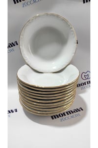 Porselen Çukur Yemek Tabak 12'li Altın Yaldızlı 19 Cm