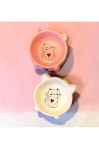 Porselen Mama Kabı 2'li - Desen:3 Pembe-Beyaz