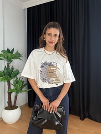 EKRU ÇİTA BASKILI T-SHİRT