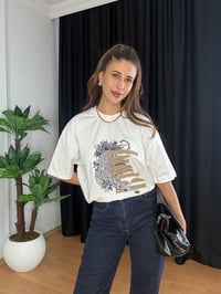 EKRU ÇİTA BASKILI T-SHİRT