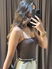 İNCE ASKILI ÇITÇITLI BODYSUİT-KAHVE