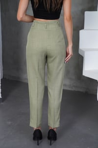 Havuç Çağla Yeşili Keten Pantolon