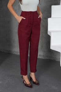 Havuç Keten Bordo Pantolon