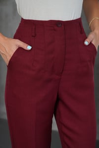 Havuç Keten Bordo Pantolon