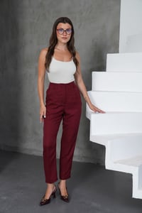 Havuç Keten Bordo Pantolon