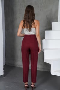 Havuç Keten Bordo Pantolon