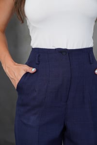 Havuç Keten Lacivert Pantolon