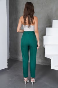 Havuç Keten Yeşil Pantolon