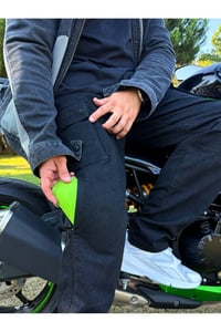 Siyah Kargo Korumalı Motosiklet Pantolonu