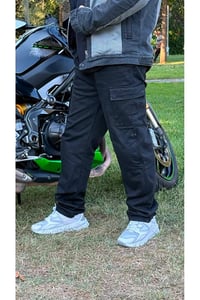 Siyah Kargo Korumalı Motosiklet Pantolonu