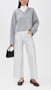 AG SAİGE WİDE LEG CROP JEANS SİLVER GLOW 