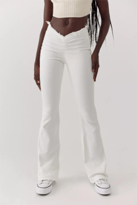 BDG FLARE  BÜZGÜLÜ DETAY BEYAZ JEANS