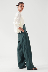 COS PAPERBAG WAİST KOYU YEŞİL PANTOLON 