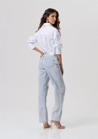 FRACOMİNA STRAİGHT FİT TRANSPARAN DETAYLI  JEANS
