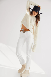 FREE PEOPLE LYDİA SNAKE SUNİ DERİ STRAİGHT JEANS