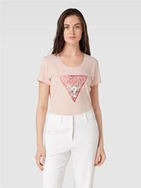 GUESS BASKILI PEMBE T-SHİRT