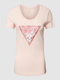 GUESS BASKILI PEMBE T-SHİRT