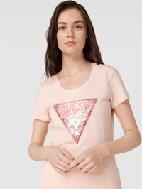 GUESS BASKILI PEMBE T-SHİRT
