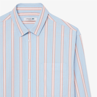 LACOSTE OVERSİZE FİT ÇİZGİLİ MAVİ GÖMLEK