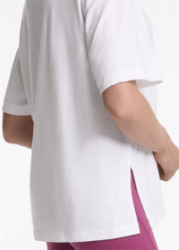 OYSHO BEYAZ BİSİKLET YAKA T-SHİRT OVERSİZE