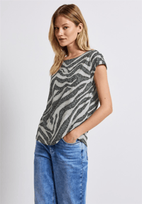 STREETONE ZEBRA DESEN BİSİKLET YAKA T-SHİRT